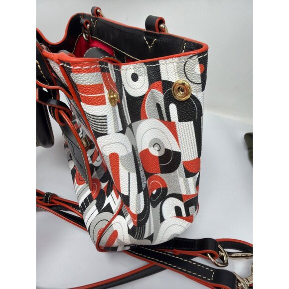 Disney Dooney And Bourke Mickey Minnie Geometric Satchel Black Red - Picture 7 of 8